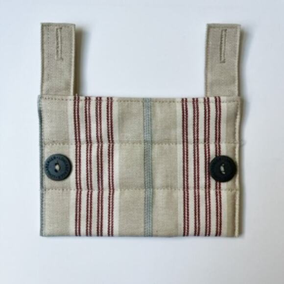 Longaberger Basket Handle Gripper Awning Stripe Buttons Tan Red 20145137 - Picture 2 of 3